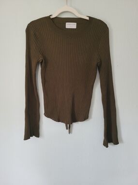 Modern Citizen Olive Ribbed Long-Sleeve Top